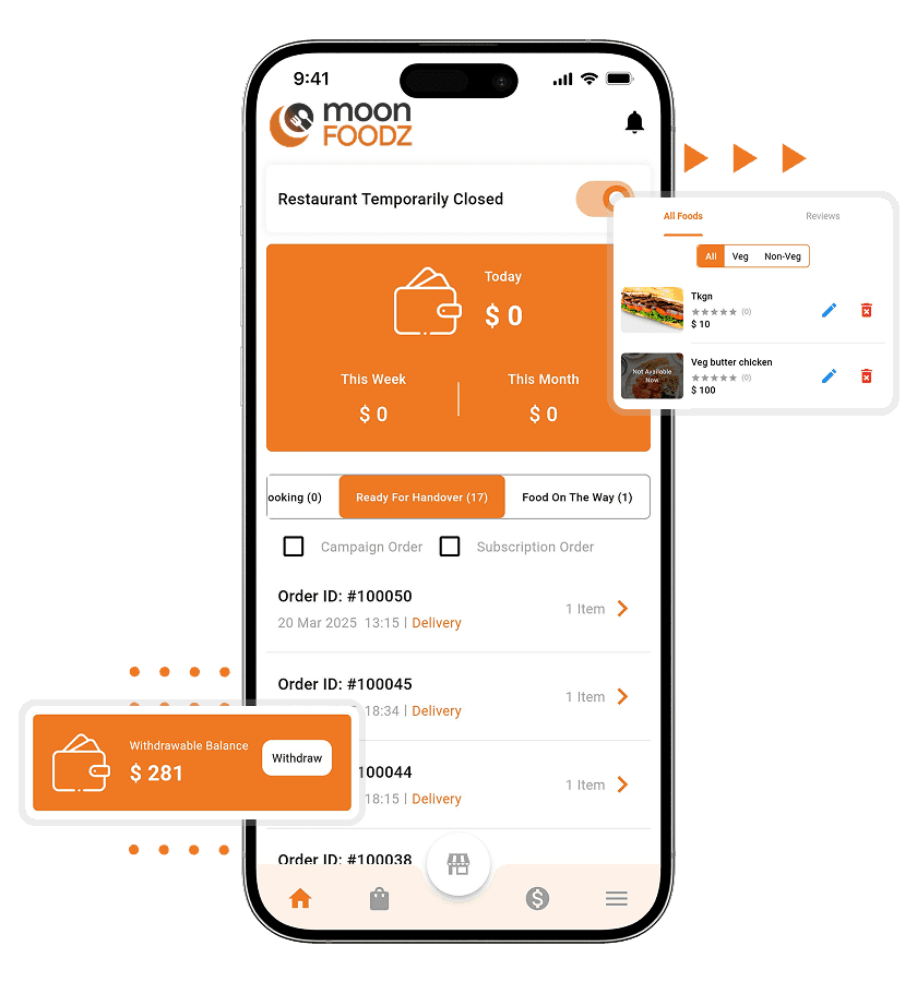 MoonFood Restaurant Dashboard